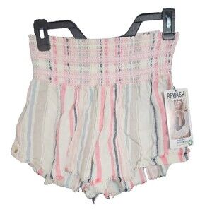 By Rewash Smocked Paperbag Women's Medium Linen Blend  Shorts NWT